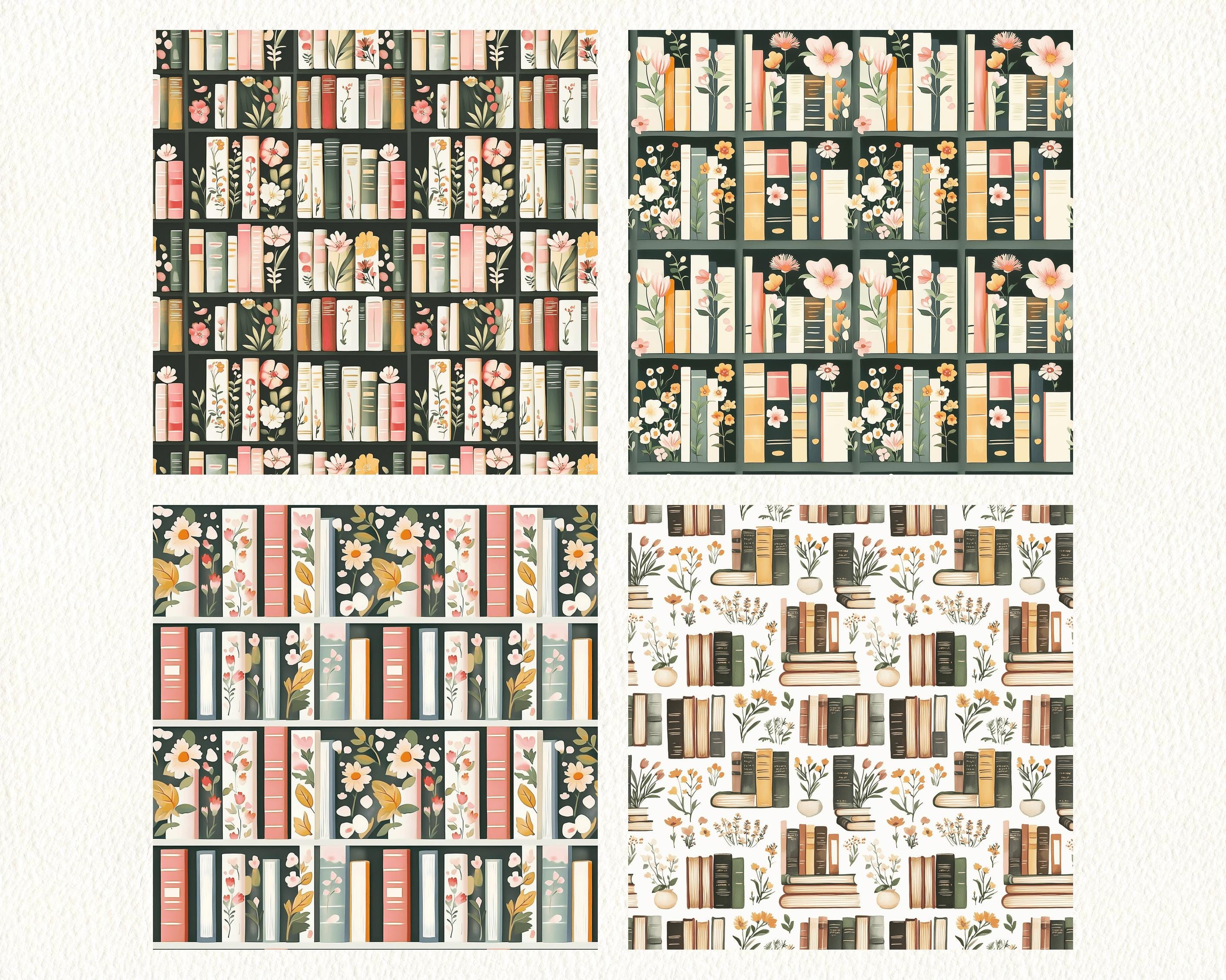 Cottagecore Books Pattern Seamless Digital Papers - Printable Scrapbook ...