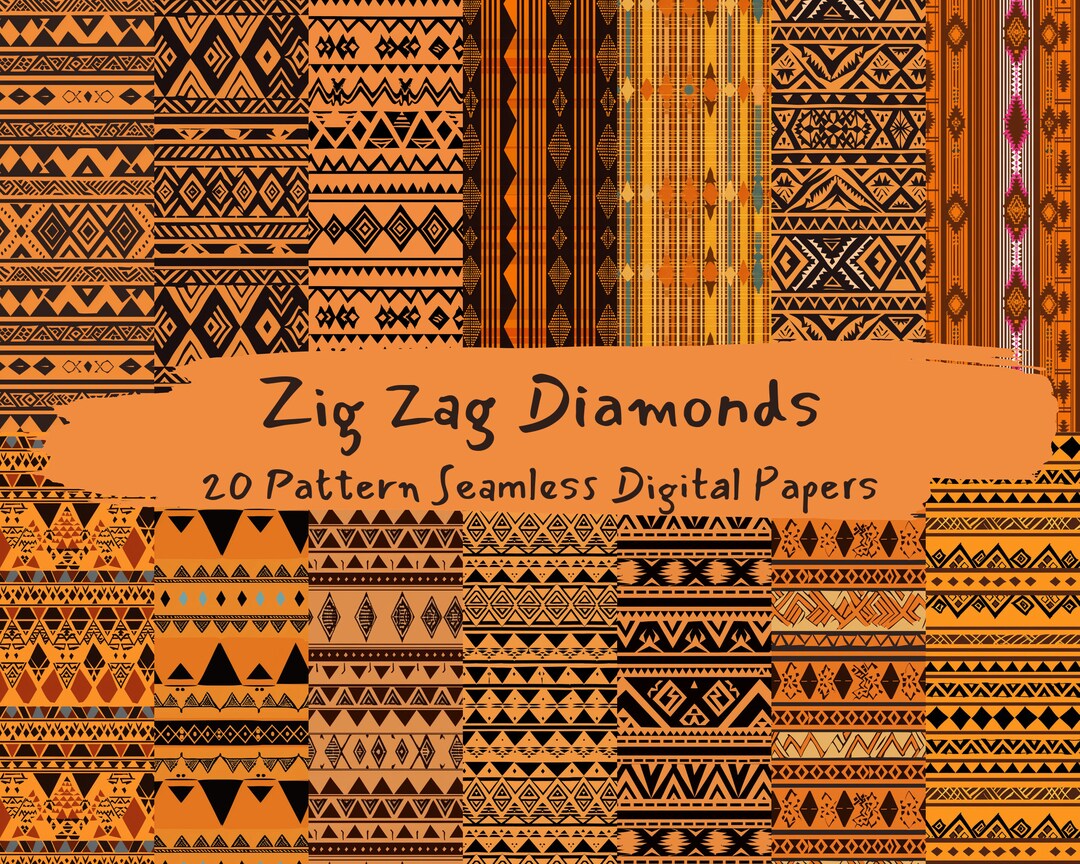 Zig Zag Diamonds Pattern Seamless Digital Papers - Printable Scrapbook ...