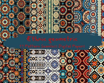 Ethnic geometric Pattern Seamless Digital Papers - printable scrapbook paper instant download, commercial use, 300dpi
