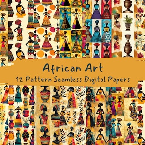 Afrikanische Kunst Muster nahtlose digitale Papiere - druckbares Scrapbook Papier zum sofortigen Download, kommerzielle Nutzung, 300dpi