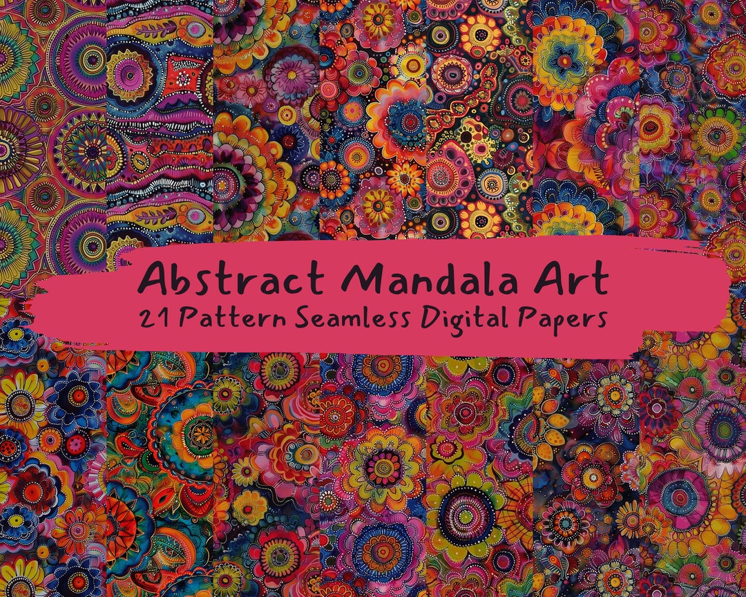 Abstract Mandala Art Pattern Seamless Digital Papers - Printable ...