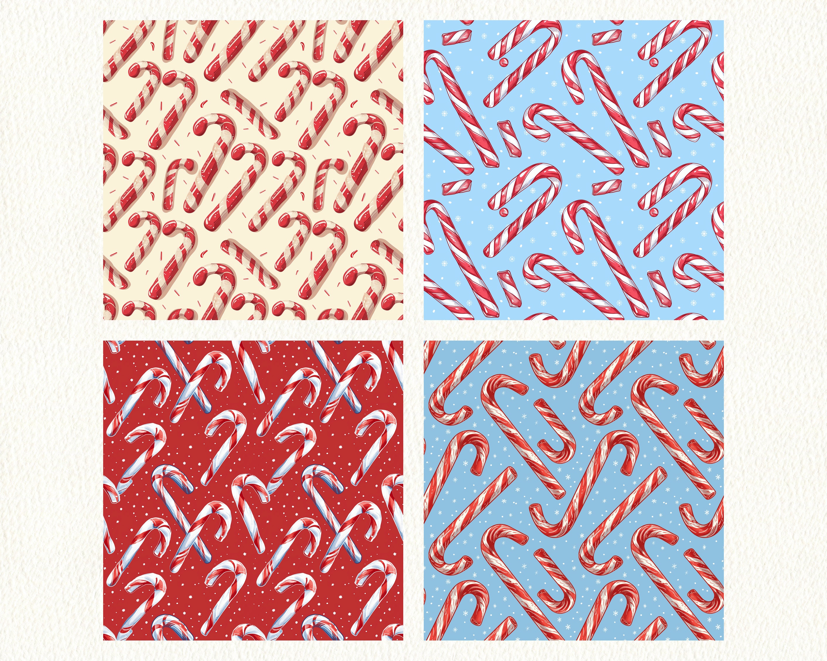 Candy Cane Pattern Seamless Digital Papers - Printable Scrapbook Paper ...