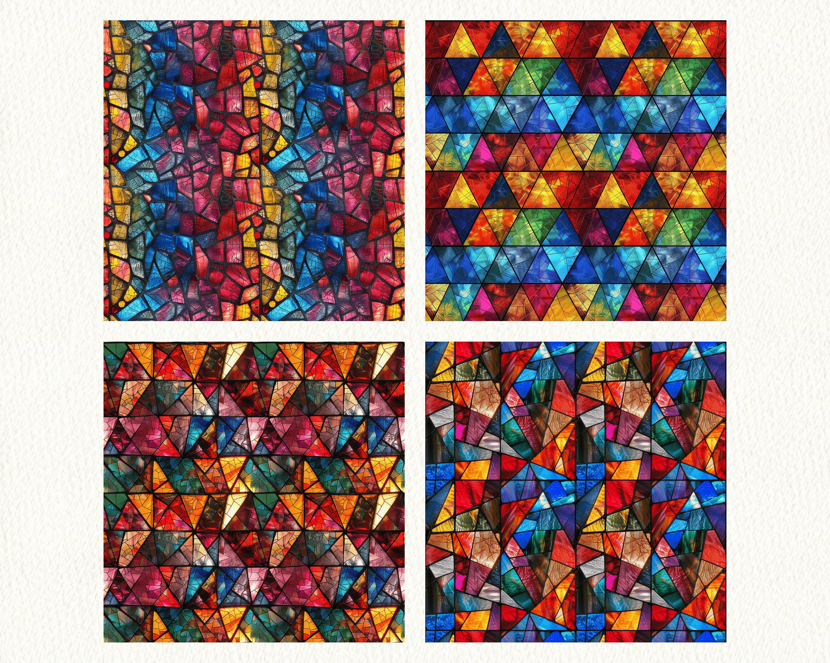 Triangle Pattern Glass Sheets Stained Triangle Glass Pattern Seamless Digital Papers - Printable ...