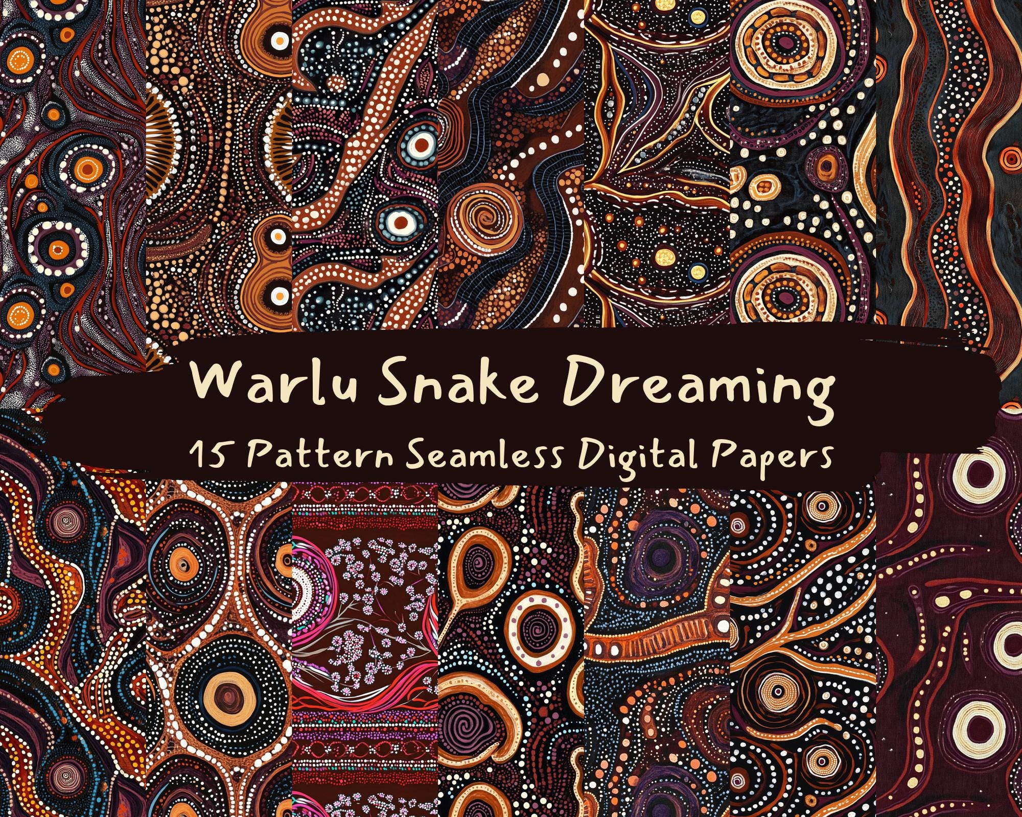 Warlu Snake Dreaming Pattern Seamless Digital Papers - Printable ...