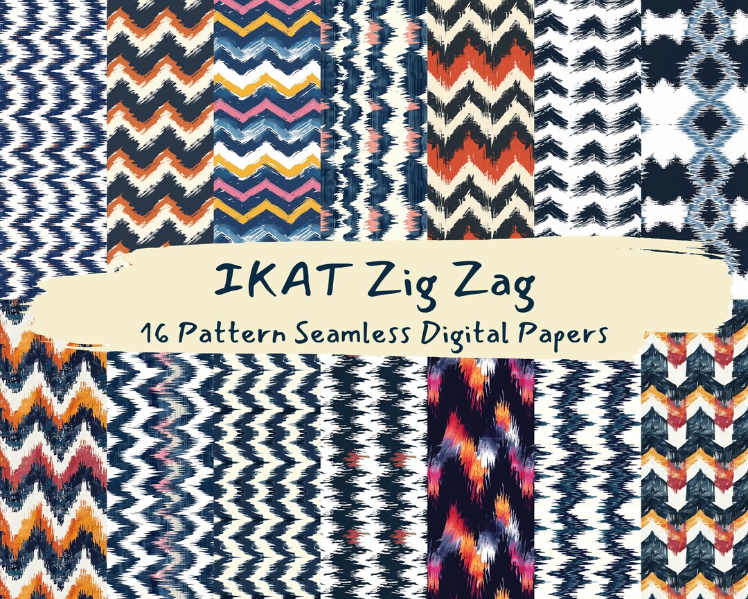 IKAT Zig Zag Pattern Seamless Digital Papers - Printable Scrapbook ...