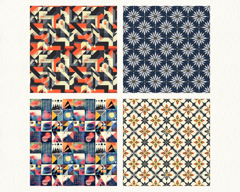Geometric Pattern Seamless Digital Papers - Printable Scrapbook Paper ...