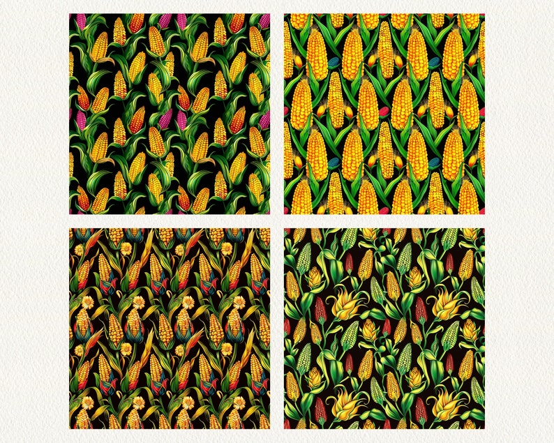 Corn Pattern Block Corn Backgrounds Pattern Seamless Digital Papers - Printable Scrapbook ...