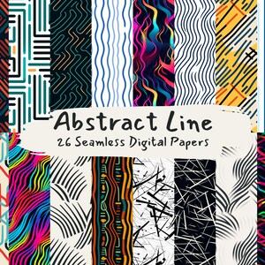 Abstract Line Pattern Seamless Digital Papers - tile patterns printable scrapbook paper instant download for commercial use, 300dpi