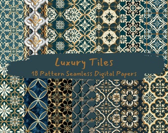 Luxury Tiles Pattern Seamless Digital Papers - printable scrapbook paper instant download, commercial use, 300dpi