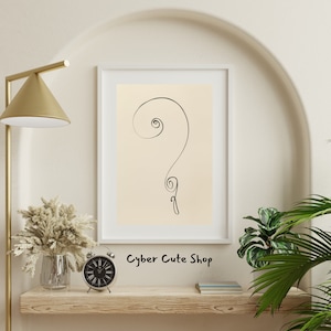 Elegant Inquiry: Single Continuous Line Drawing of a Question Mark – Digital Wall Art, Instant Download