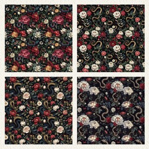 Witchy Snake Garden Pattern Seamless Digital Papers - Printable ...