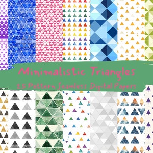 Minimalistic Triangles Pattern Seamless Digital Papers - printable scrapbook paper instant download, commercial use, 300dpi