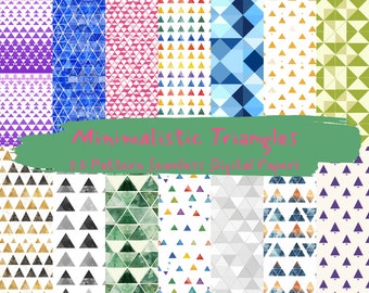 Minimalistic Triangles Pattern Seamless Digital Papers - printable scrapbook paper instant download, commercial use, 300dpi