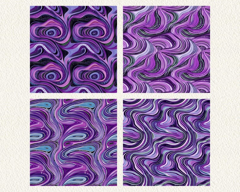 Wavy Geo Purple Pattern Seamless Digital Papers - Printable Scrapbook ...