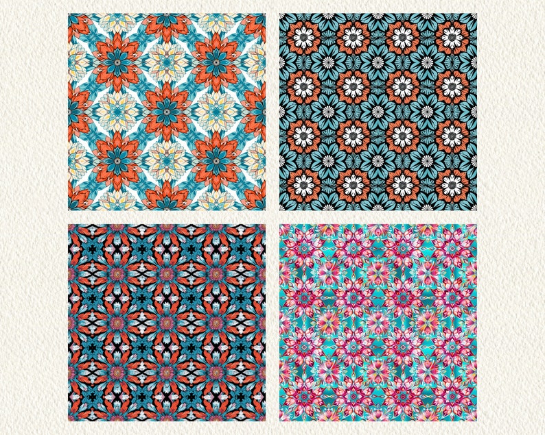 Mandala of Flowers Pattern Seamless Digital Papers - Printable ...
