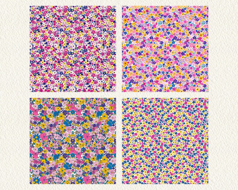 Ditsy Floral Pattern Seamless Digital Papers - Printable Scrapbook ...