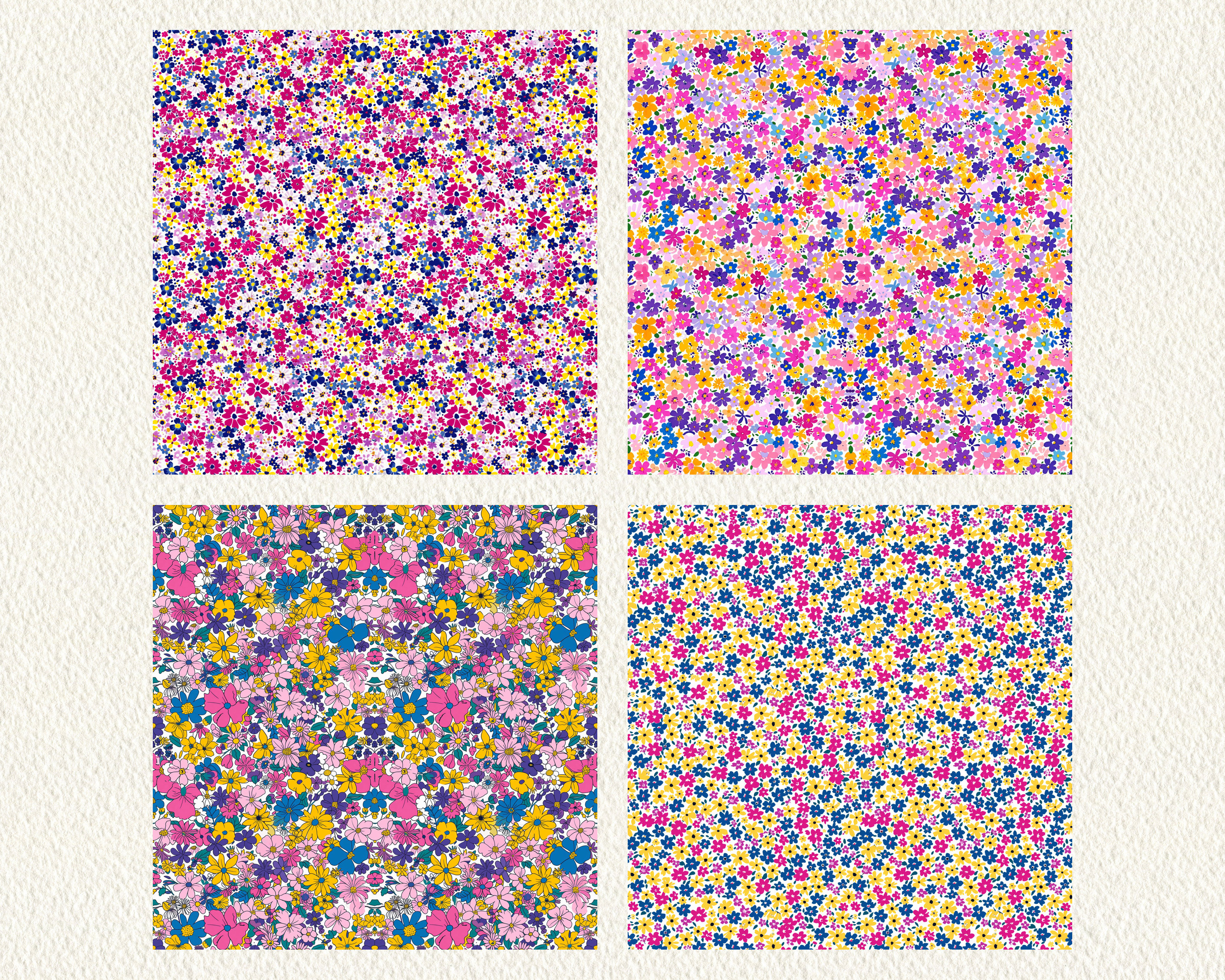 Ditsy Floral Pattern Seamless Digital Papers - Printable Scrapbook ...