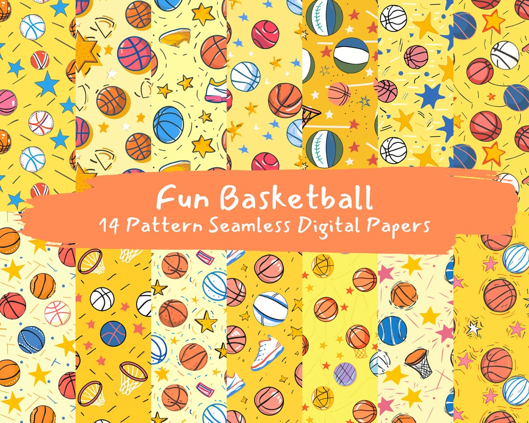 Fun Basketball Pattern Seamless Digital Papers - Printable Scrapbook ...