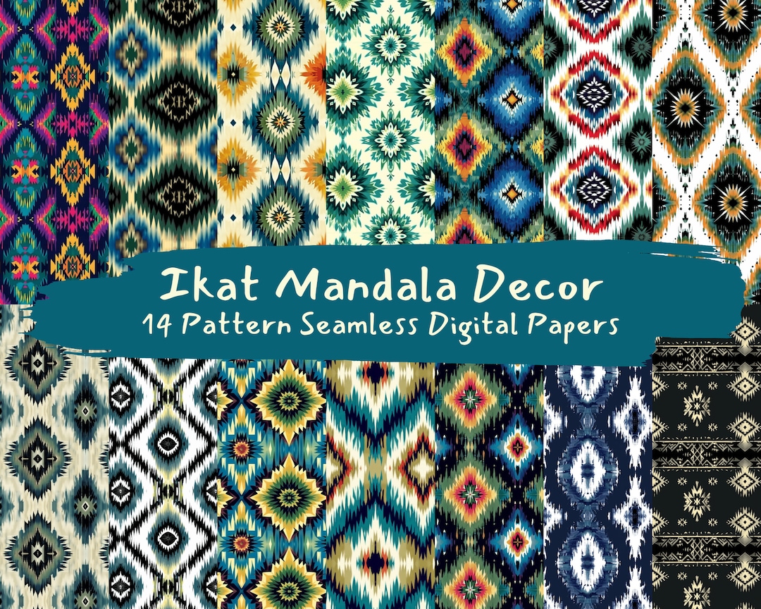 Ikat Mandala Decor Pattern Seamless Digital Papers - Printable ...