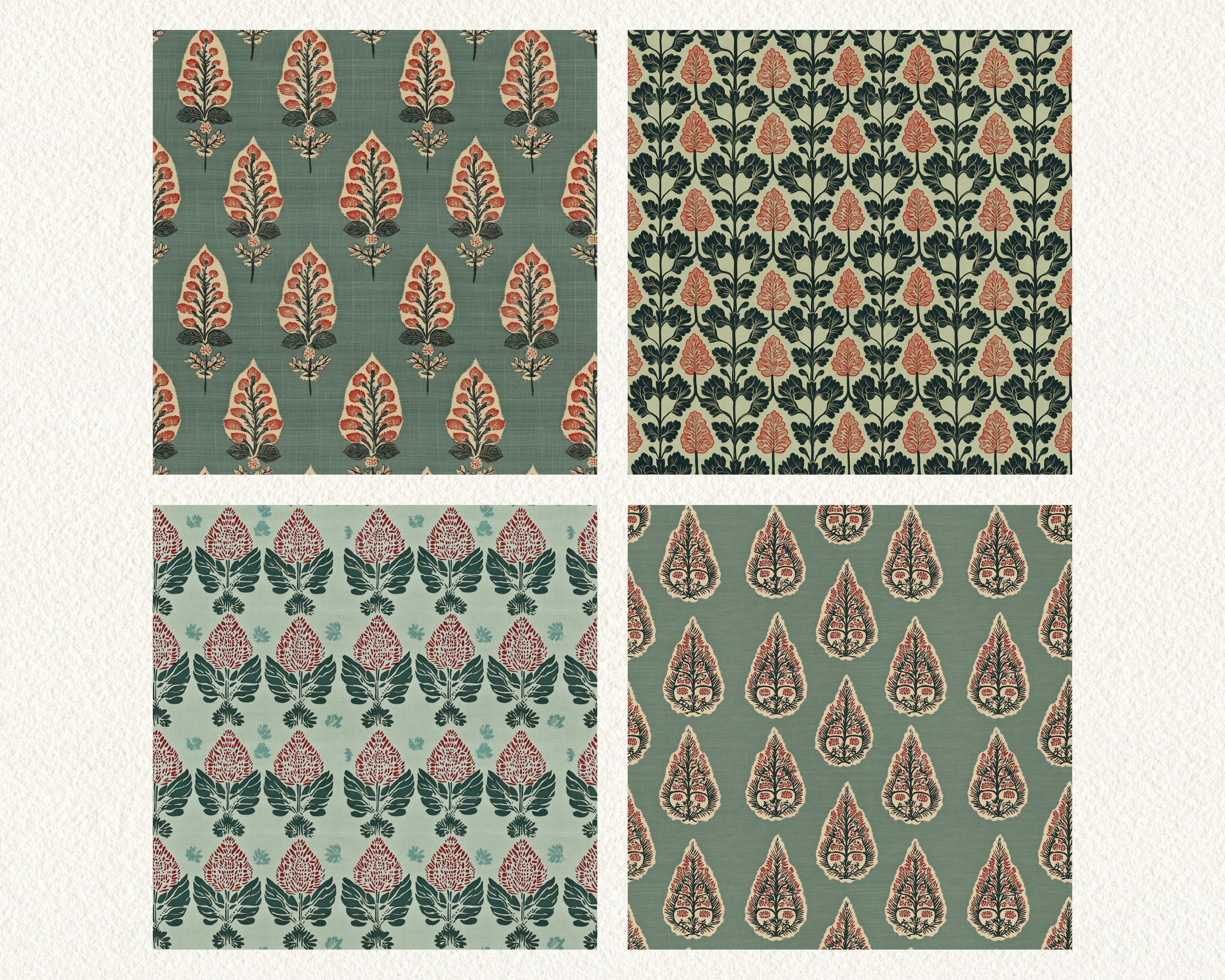 Sage Pattern Sample Indian Sage Pattern Seamless Digital Papers - Printable Scrapbook Paper ...