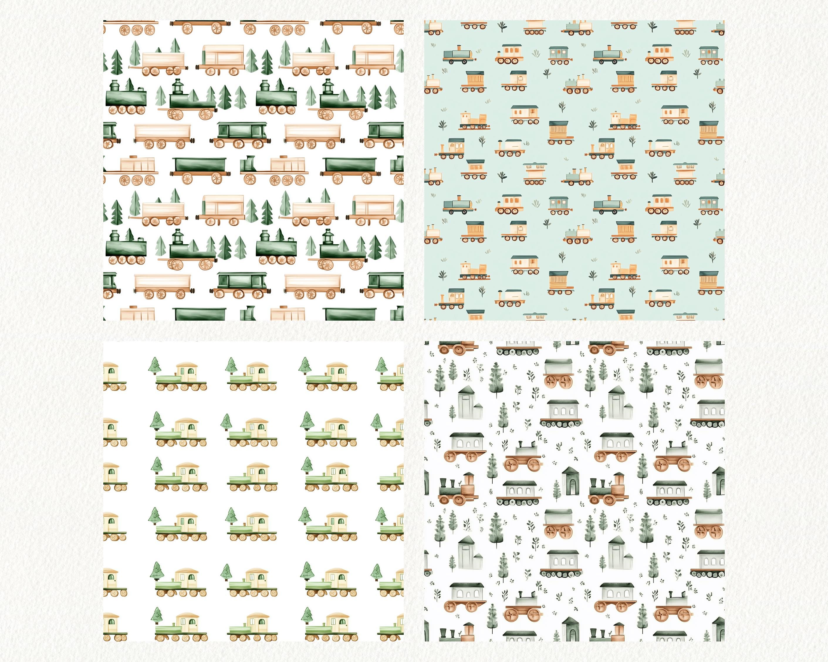 Toy Trains Pattern Seamless Digital Papers - Printable Scrapbook Paper ...