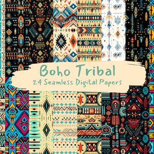 Boho tribal patroon naadloze digitale papers - tegelpatronen afdrukbaar plakboekpapier instant download voor commercieel gebruik, 300 dpi