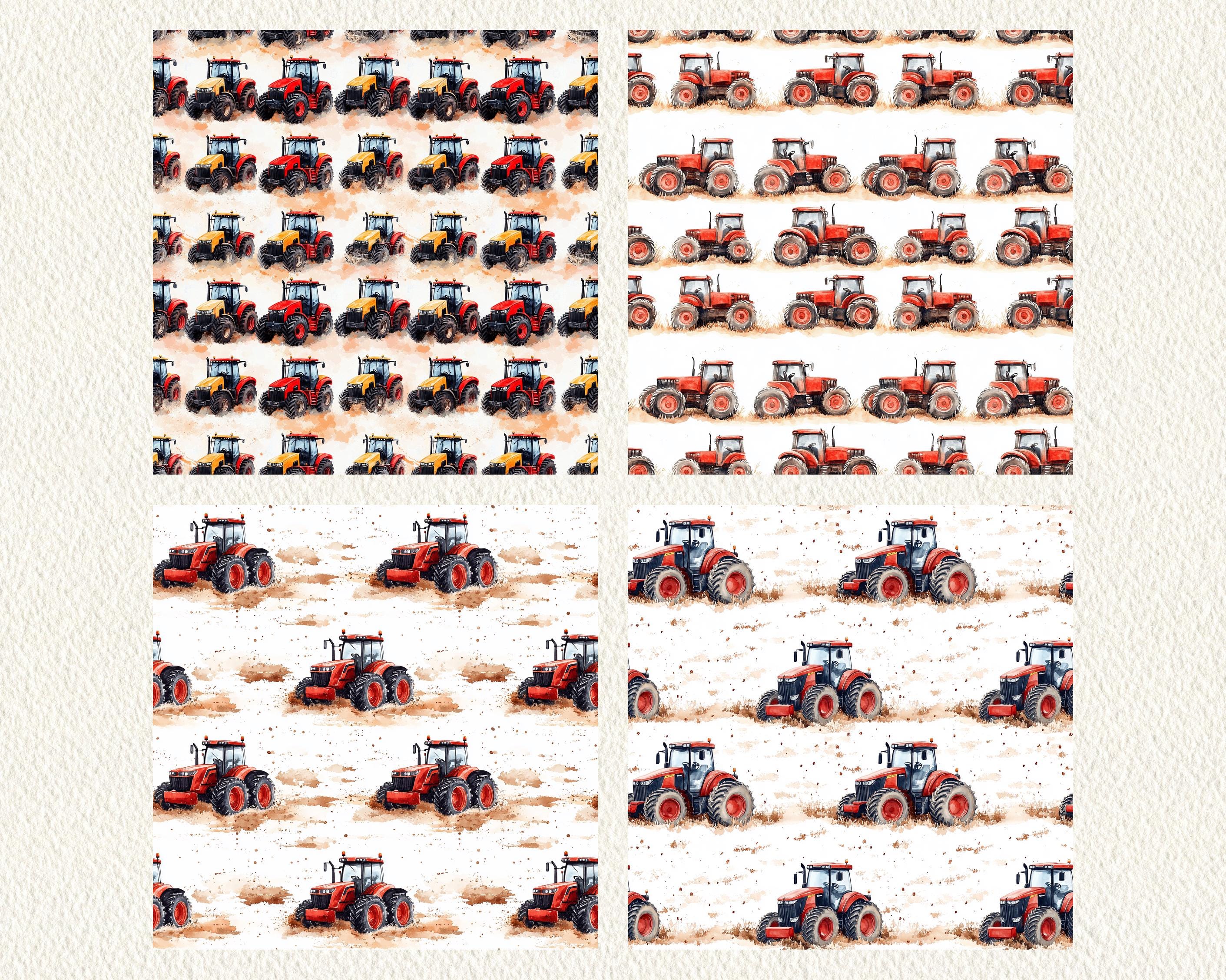 Printable Graph Tractor Pattern Watercolor Tractors Pattern Seamless Digital Papers - Printable ...