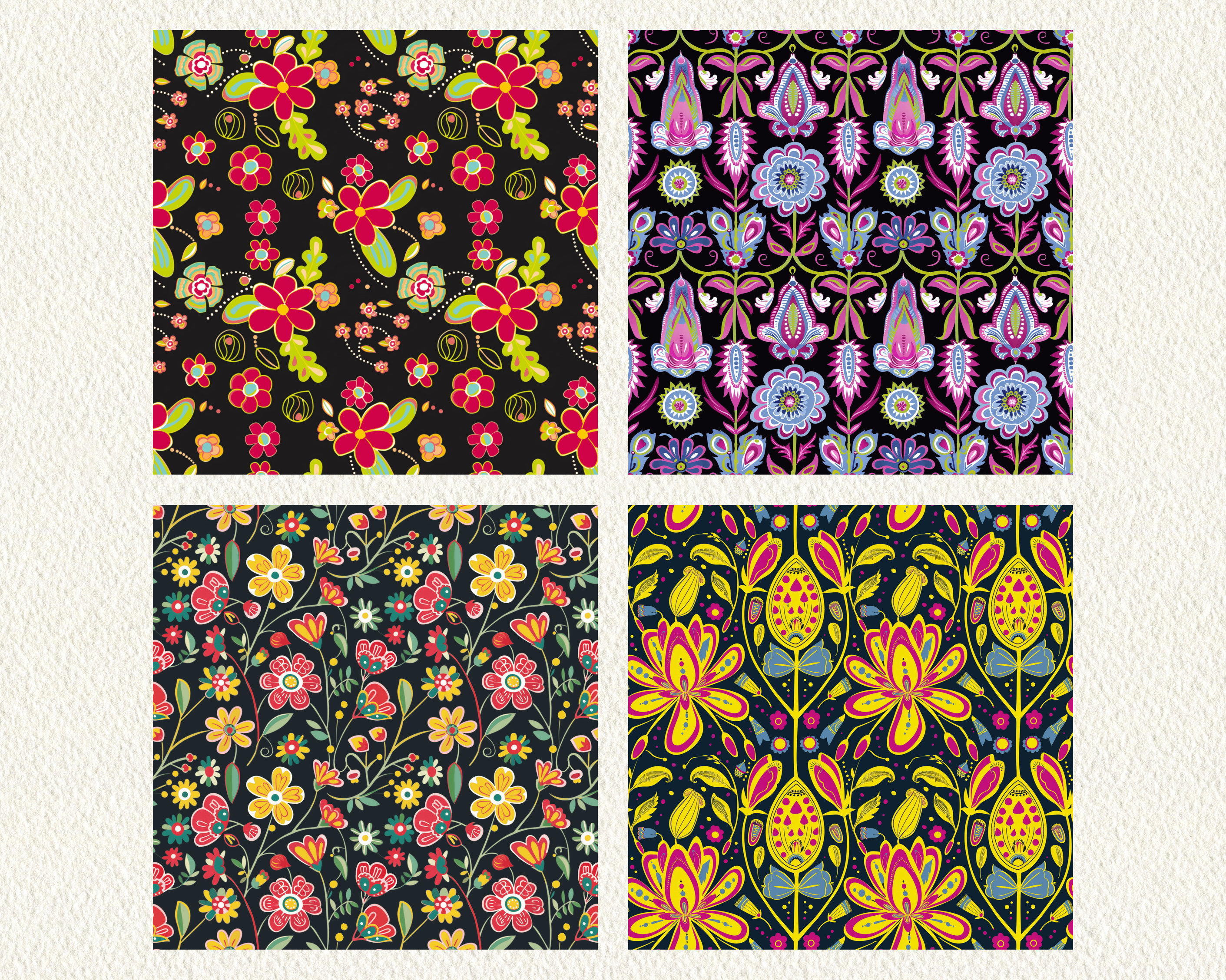 Night Flower Folklore Pattern Seamless Digital Papers - Printable ...
