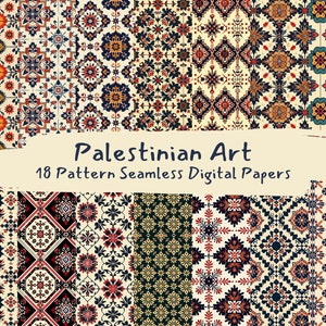 Palestinian Art Pattern Seamless Digital Papers - printable scrapbook paper png instant download commercial use 300dpi