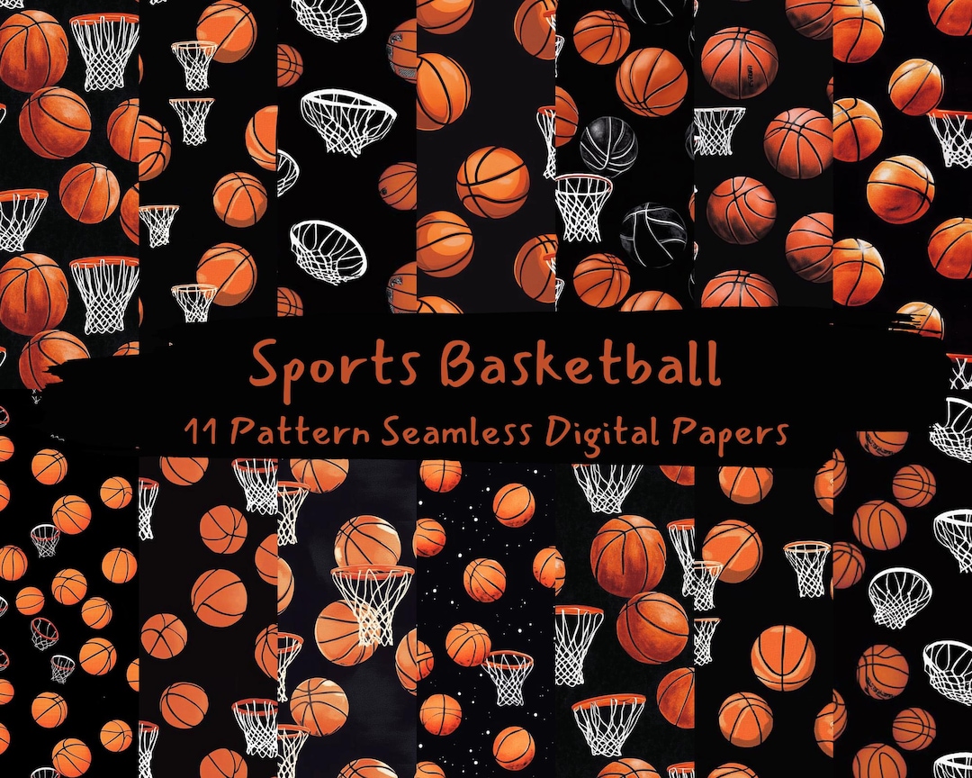Sports Basketball Pattern Seamless Digital Papers - Printable Scrapbook ...