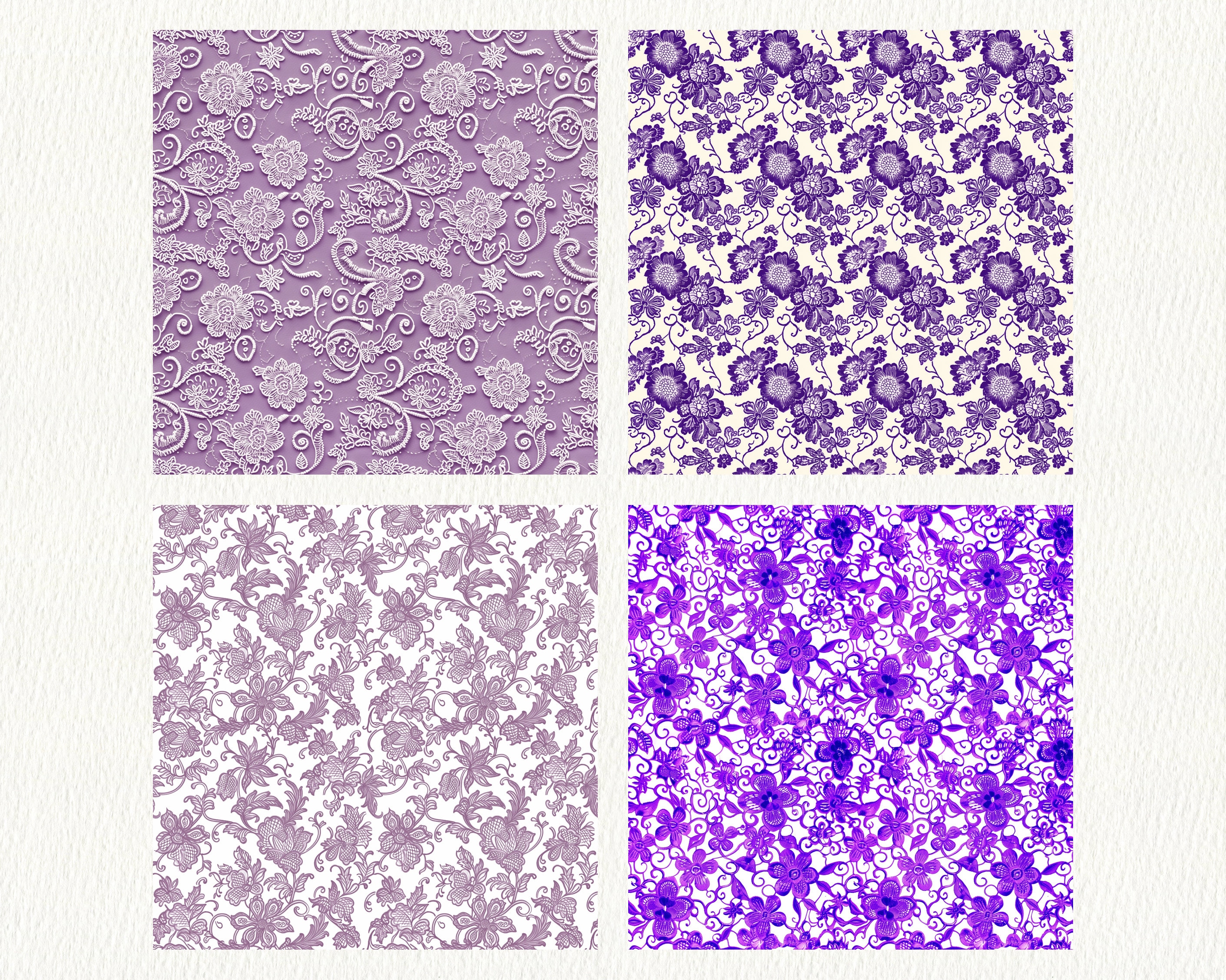 Purple Lace Pattern Seamless Digital Papers - Printable Scrapbook Paper ...