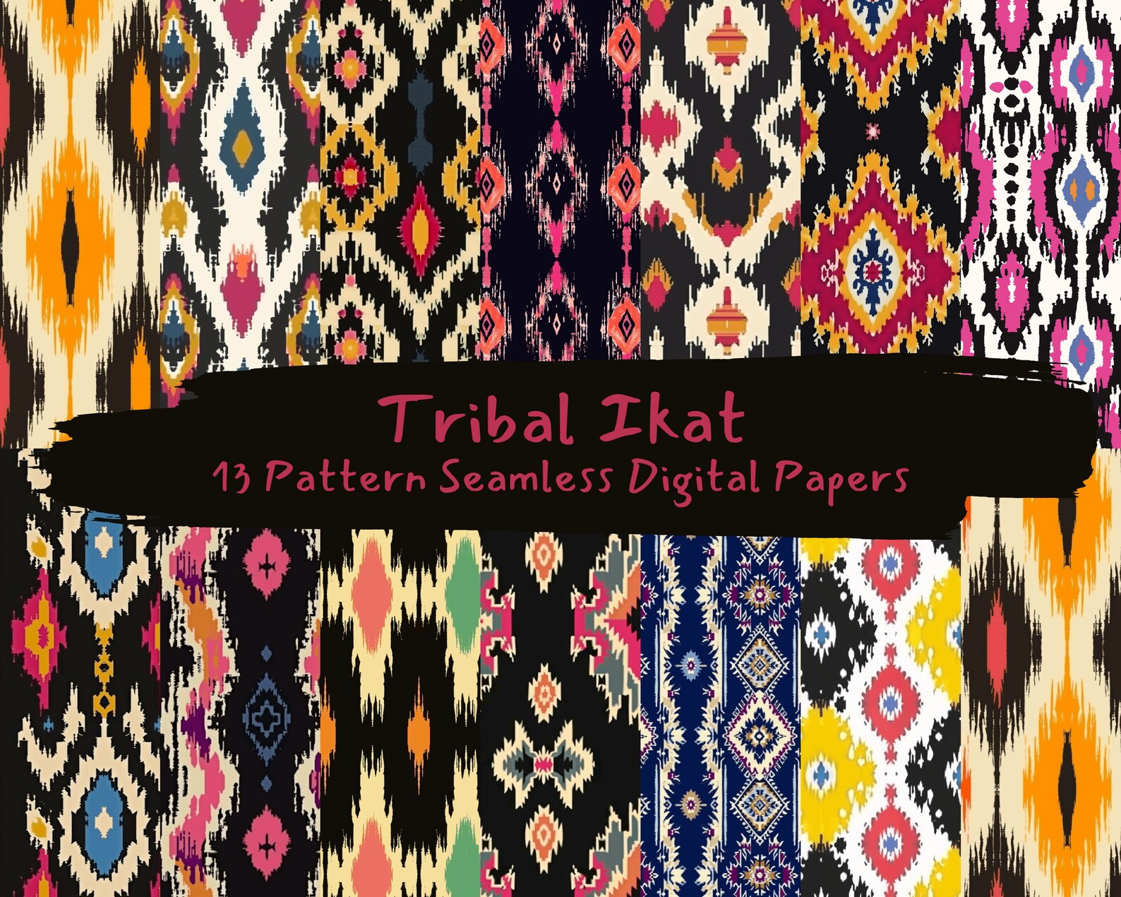 Tribal Ikat Pattern Seamless Digital Papers - Printable Scrapbook Paper ...