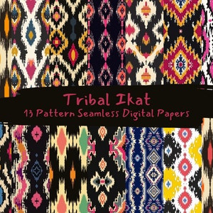 Tribal Ikat Pattern Seamless Digital Papers - printable scrapbook paper instant download, commercial use, 300dpi