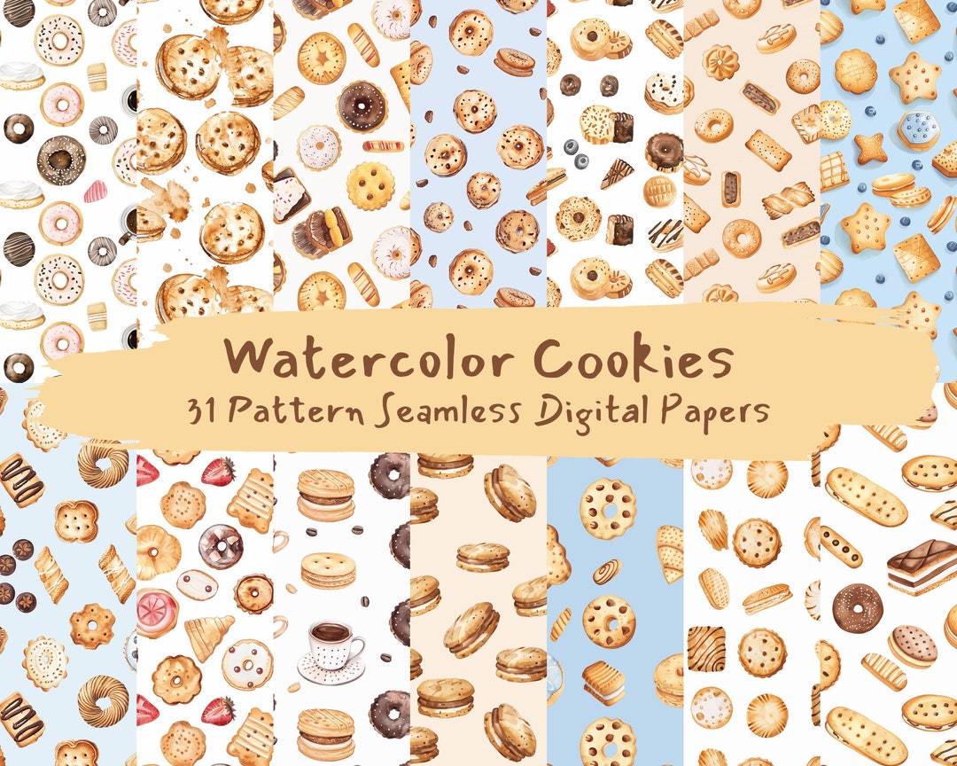 Watercolor Cookies Pattern Seamless Digital Papers - Printable ...