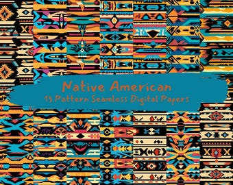 Native American Pattern Seamless Digital Papers - printable scrapbook paper png instant download commercial use 300dpi