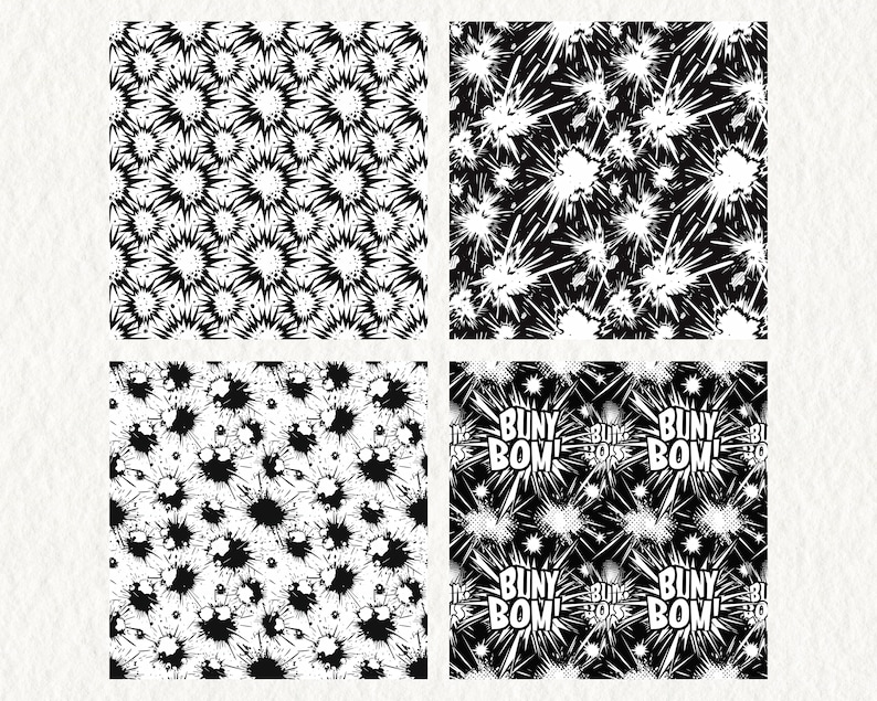 Mono Comic Book Pattern Seamless Digital Papers - Tile Patterns ...