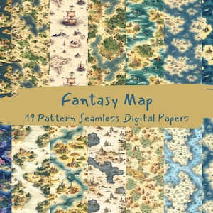 Padrão de mapa de fantasia sem costura papéis digitais - papel de scrapbook para impressão png download instantâneo uso comercial 300dpi