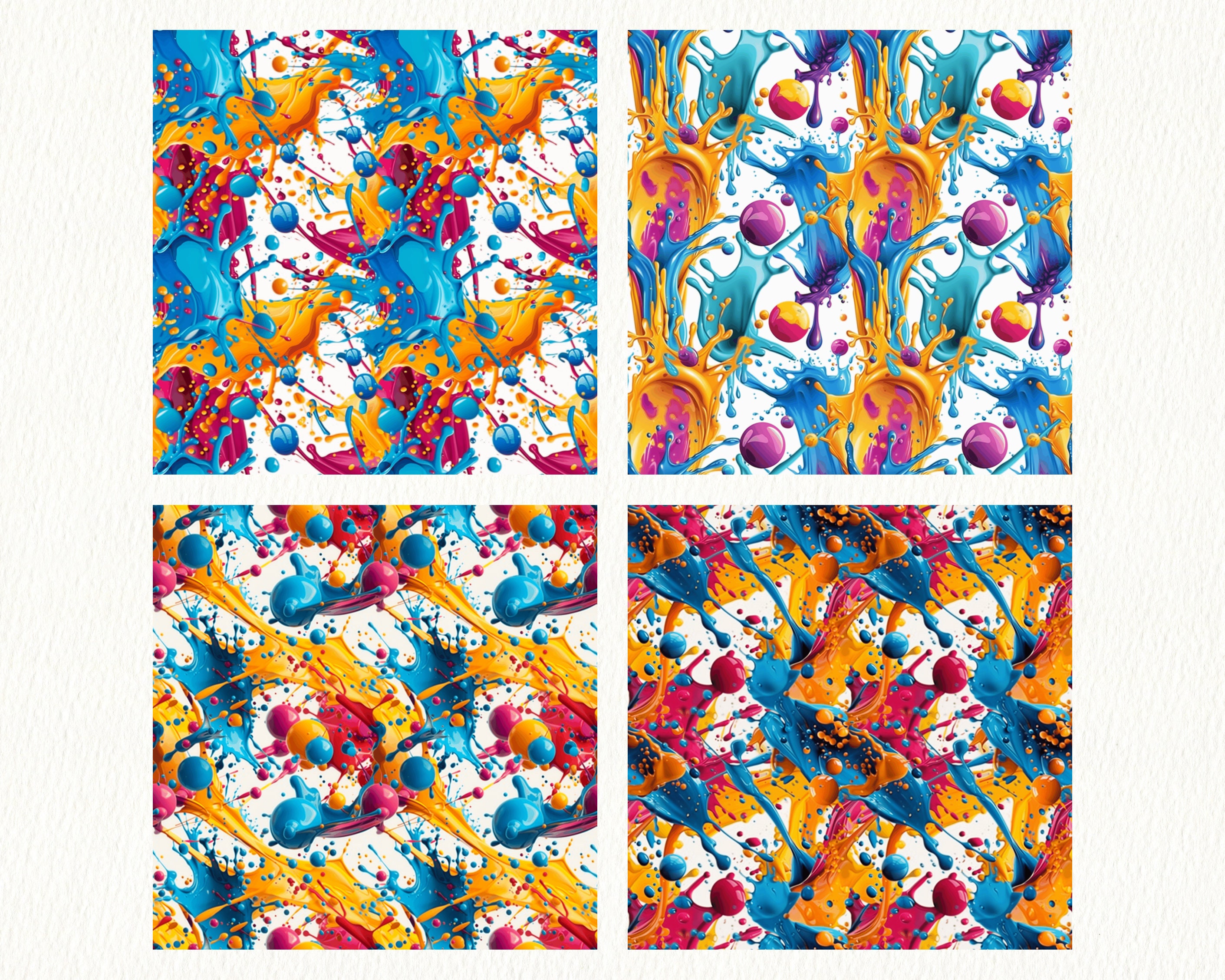 Color Paint Splash Pattern Seamless Digital Papers - Printable ...