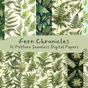 Fern Chronicles Pattern Seamless Digital Papers - printable scrapbook paper png instant download commercial use 300dpi