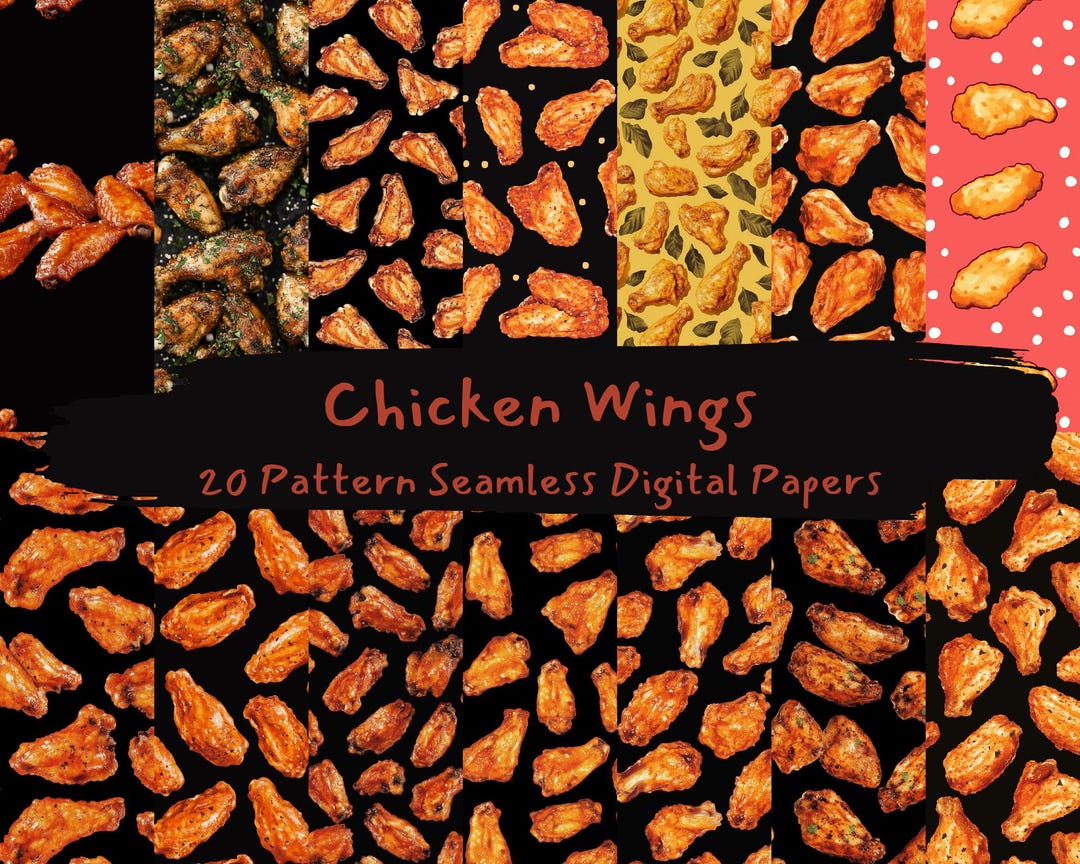 Chicken Wings Pattern Seamless Digital Papers - Printable Scrapbook ...