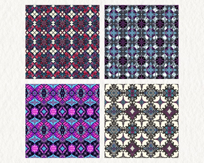 Gothic Patchwork Pattern Seamless Digital Papers - printable scrapbook paper instant download, commercial use, 300dpi image 2