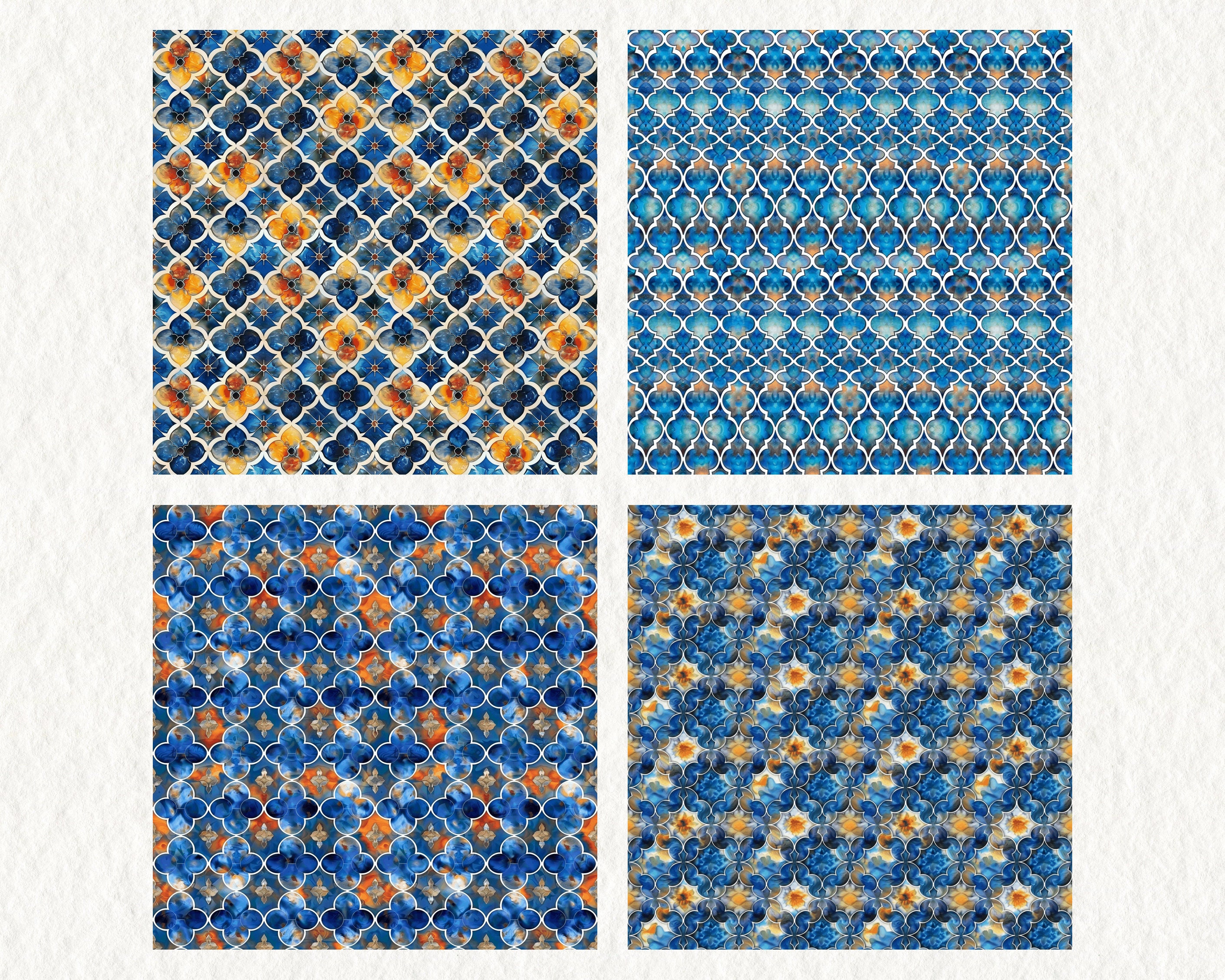Arabesque Tile Pattern Seamless Digital Papers - Printable Scrapbook ...