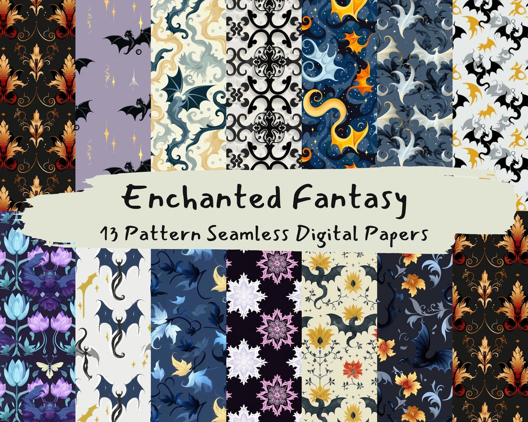 Enchanted Fantasy Pattern Seamless Digital Papers - Printable Scrapbook ...