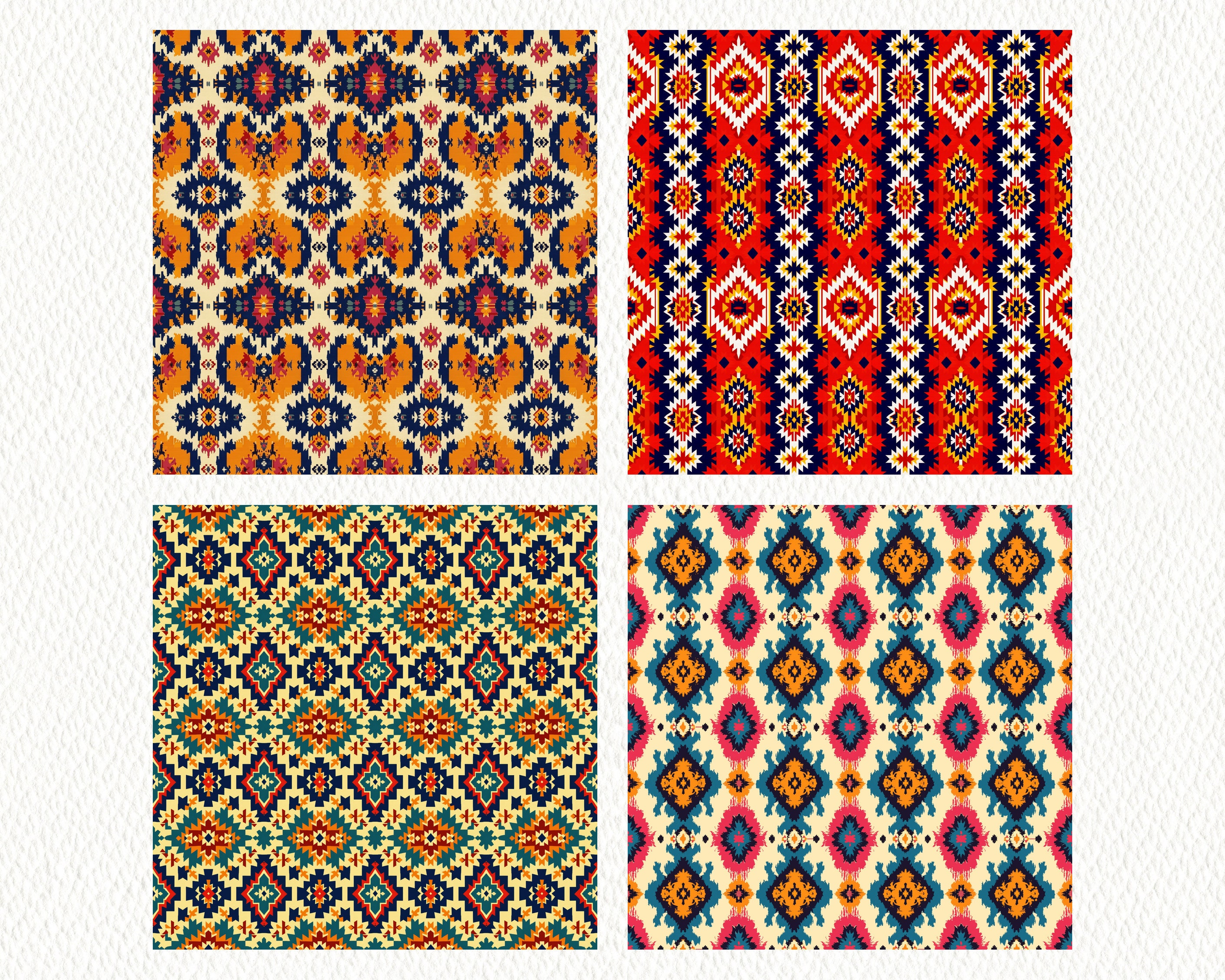 Ethnic Ikat Carpet Pattern Seamless Digital Papers - Printable ...