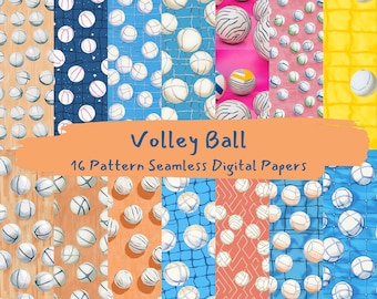 Volley Ball Pattern Seamless Digital Papers - printable scrapbook paper png instant download commercial use 300dpi