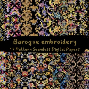 Baroque embroidery Pattern Seamless Digital Papers - printable scrapbook paper instant download, commercial use, 300dpi