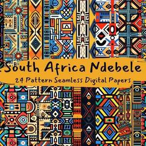 South Africa Ndebele Pattern Seamless Digital Papers tile patterns printable scrapbook paper instant download for commercial use, 300dpi image 1