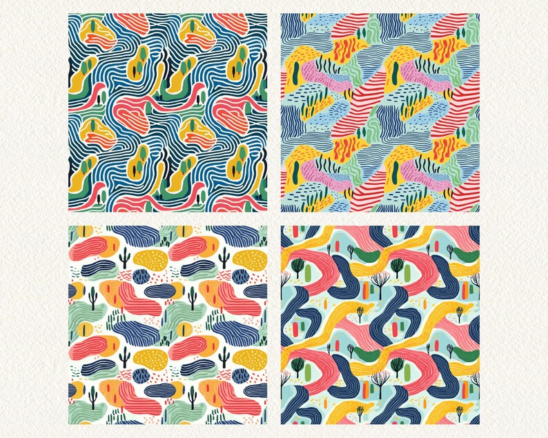 Hockney Tiles Pattern Seamless Digital Papers - Printable Scrapbook ...