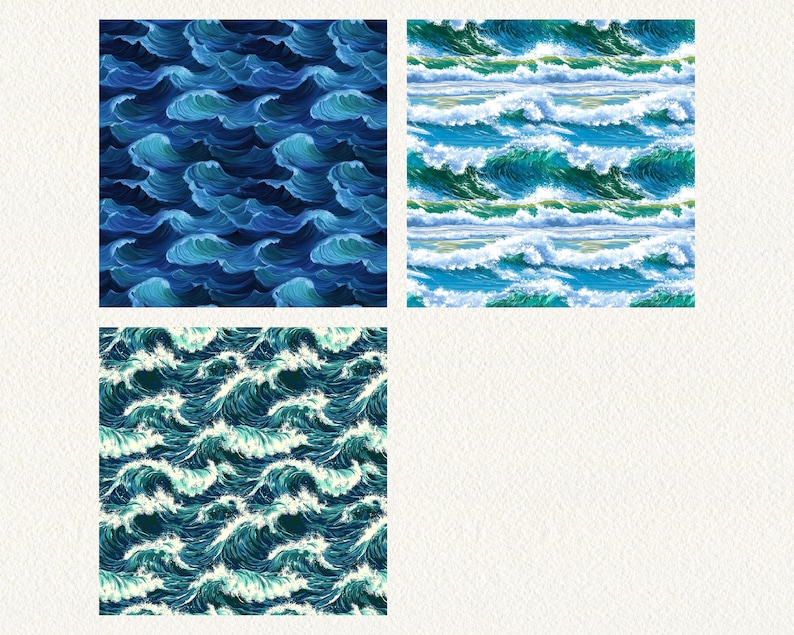 Ocean Water Waves Pattern Seamless Digital Papers - Printable Scrapbook ...