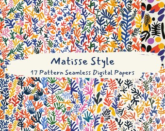 Matisse Style Pattern Seamless Digital Papers - printable scrapbook paper png instant download commercial use 300dpi